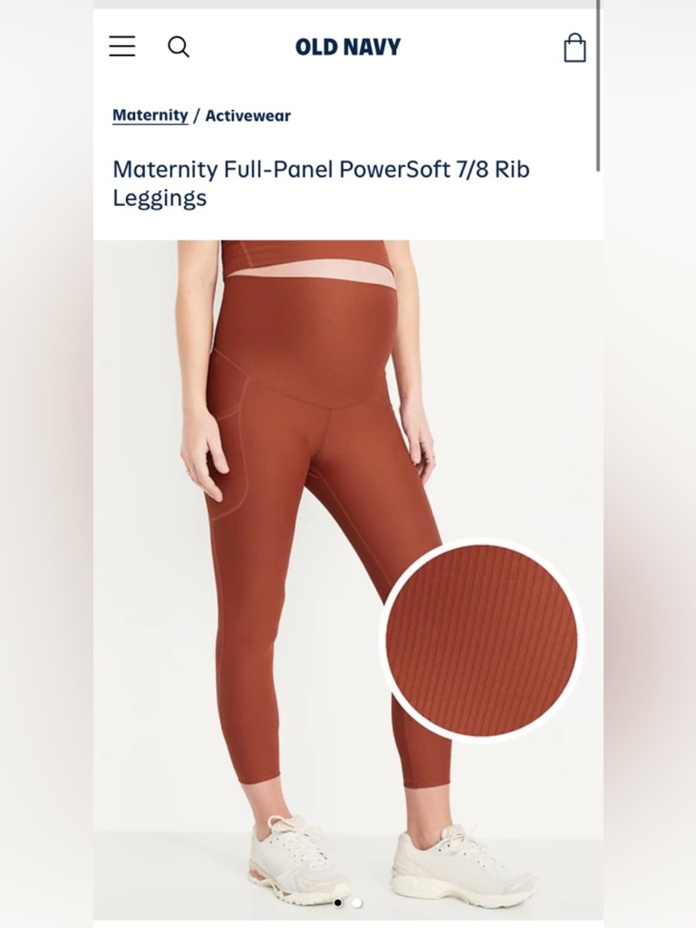 Old Navy Maternity PowerSoft 7/8 Rib Leggings - Rust